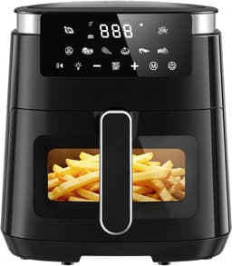 Heteluchtfriteuse XXL - Airfryer Oven - Gezond Koken - Kijkvenster met Verlichting - 5.5 Liter - Zwart — thumbnail 1