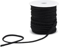 32.80 Yards Gevlochten Lussenkoord 1.5mm voor Rolgordijnen en Gordijnen, Ideaal voor Herstel en Creatieve Projecten, Zwart