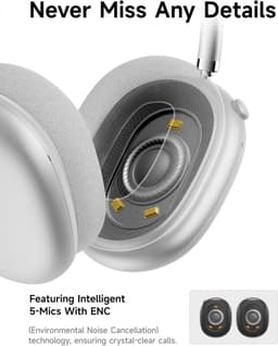 Picun F8 Pro - Draadloze Over-Ear Bluetooth Koptelefoon - met Hybrid Active Noise Cancelling – 140 Uur Batterij - Head Tracking - Aanpasbaar Geluid – Zilver — thumbnail 3