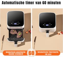 MIRA® Mini airfryer - Airfryer - Airfryer klein - Wit - ‎26cm x 21cm x 28cm — thumbnail 6