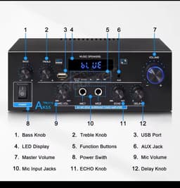 HIFI Bluetooth Power Amplifier | 900W | Digitale Versterker | Stereo Surround | Mediaspeler | Karaoke — thumbnail 2