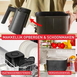 Stille Airfryer - Heteluchtfriteuse - Gezond Koken - Fluisterstille Werking - 5 Liter - Zwart — thumbnail 5