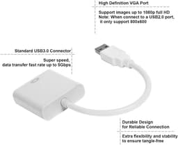 USB naar VGA Adapter - Externe Videokaart - Extra Scherm - Geen Externe Voeding - 1920x1080 Resolutie - Wit — thumbnail 5