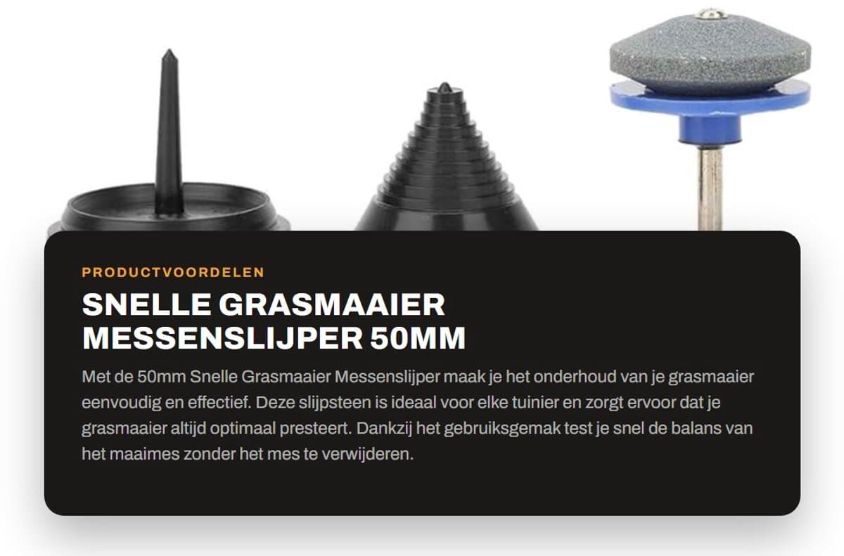 Dailygoods - Snelle Grasmaaier Messenslijper - 50mm Slijpsteen - Voor Outdoor Gebruik - Grasmaaier Onderhoud - Geschikt voor Grastrimmers — afbeelding 1