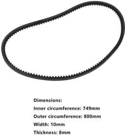 Dailygoods- Aandrijfriem Rubber - Binnenomtrek 749 mm - Buitenomtrek 800 mm - Breedte 10 mm - Dikte 8 mm - Compatibel met Hyundai HYM510SPE - Grasmaaier Riem — thumbnail 2
