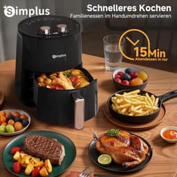 Airfryer - Hete Lucht Friteuse - Gezond Frituren - 360° Luchtcirculatie - 4 Liter - Zwart — thumbnail 2
