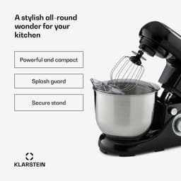 Klarstein Keukenmachine Bella Pico 2G Mixer - 1300 W - 6 Vermogensstanden En Pulsefunctie - Planetair Mengsysteem - RVS Kom Met 5 L Inhoud - 3-Delig Accessoires: Meng- En Kneedhaken Van Gegoten Aluminium, Roestvrijstalen Garde - Compact - Zilver — thumbnail 2