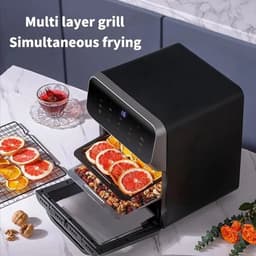 Heteluchtfriteuse – Airfryer - Airfryer Oven - 10L - 1350W - 360° Circulatie - 80°C tot 230°C - Airfryer Zonder Olie - Touchscreen - Kijkvenster - Automatisch Uitschakelen - Zwart — thumbnail 6