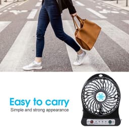 SPHProducts - Mini Tafelventilator - Draagbaar - USB Oplaadbaar - Zwart - Stil en Efficiënt - 3 Snelheden - Geschikt voor Thuis en Kantoor - Compact Model — thumbnail 2