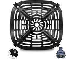 Elkuaie Bakplaat- Grillrooster - Voor Airfryer - 2-delig - Gebruik voor Gegrilde Steaks en Groenten - Zwart
