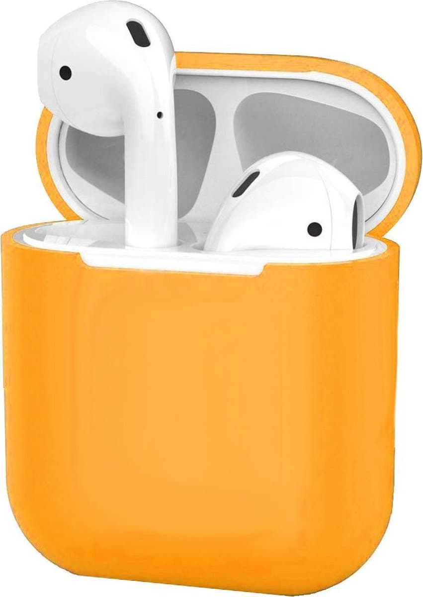 Hoesje - Geschikt voor Apple Airpods 2 - Siliconen Dun Met Clip - Case Cover - Silicone Hoes - Oranje — afbeelding 1