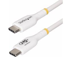 StarTech.com 4m USB-C Laadkabel, Wit, USB-IF Gecertificeerde USB Kabel, 240W PD EPR, USB 2.0 Type-C Laptop Laadkabel, USB-C Data Transfer Kabel, TPE Mantel, M/M