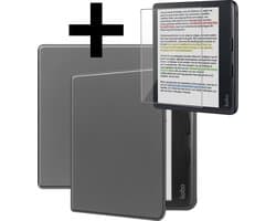 Hoes Geschikt voor Kobo Libra Colour - E-reader Bescherm Hoesje Case Sleep Cover Met Screenprotector - Hoes Geschikt voor Kobo Libra Colour Hoesje - Grijs