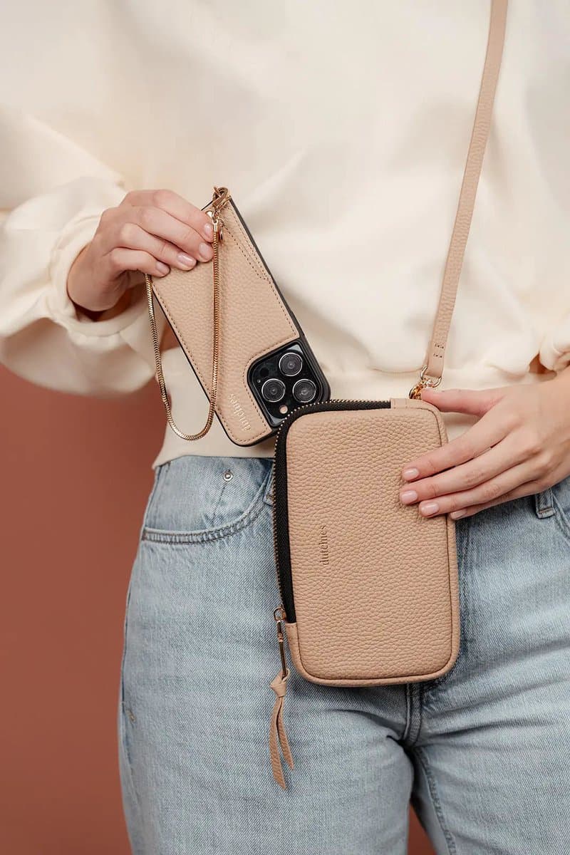 Dutchies Telefoontasje ROSE | Beige | Geschikt voor alle merken | Exclusief strap — afbeelding 1