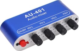 Stereo Audio Mixer 4 Ingangen 1 Uitgang Geluidsmixer met Hoofdtelefoonversterker — thumbnail 1