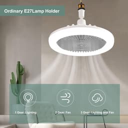 Plafondventilator met Lamp - Ventilator Verlichting - Luchtcirculatie Kamer - Stille Koperen Motor - E27 Fitting - Geel Koper — thumbnail 3