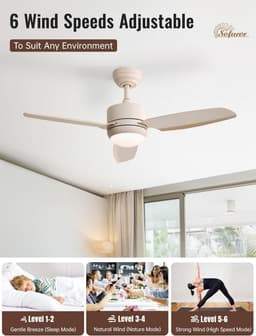 Plafondventilator met Verlichting - Ventilator voor Slaapkamer - Air Cooler met Afstandsbediening - Timerfunctie — thumbnail 3