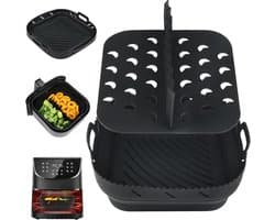 Luchtfriteuse Liner Siliconen met Verdeler, Vierkante Siliconen Luchtfriteuse Accessoires voor Ninja Speedi 5,7L / Cosori 5,5L/ Tefal/ Instant Vortex/ Philips Luchtfriteuse, 20,3 cm — thumbnail 1