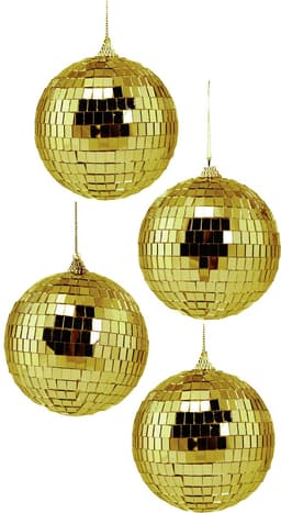 KIMU® 4x Discobal Goud Ø 10 cm Klein - Gouden Discobol Spiegelbol Glitterbol Glitter Spiegeltjes Disco Bal Bol Decoratie Planeet Kerstbal Kerstballen Festival — thumbnail 1