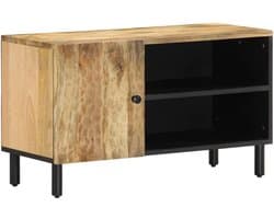 Tv-kast 80 cm zwart metalen frame massief mango hout
