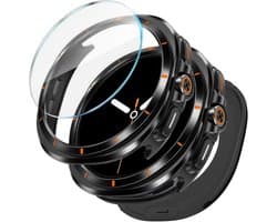 YONO Armor Case geschikt voor Samsung Watch 8 44mm - Screen Protector - RVS Hoesje - Zwart