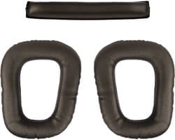 Set bestaande uit oorschelpen en hoofdband, compatibel met Logitech G35/G230/G332/G430/G432/F430/F450/G930 hoofdtelefoons - proteïneleer, zwart.