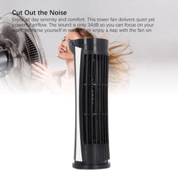 Torenventilator Bladloos - Ventilator Tafelmodel - Zomerse Koelte - 90 Graden Oscillatie - 27D x 10W x 9H cm - Zwart — thumbnail 2