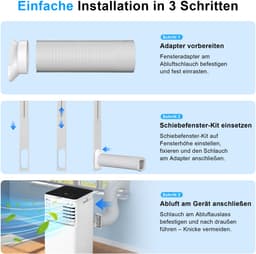 NETTLIFE Mobiele Airco 3-in-1 | 7000 BTU | Met Afvoerslang | Afstandsbediening LED Display Timer Wielen & Draaggreep | Voor Ruimtes Tot 25 m² — thumbnail 3
