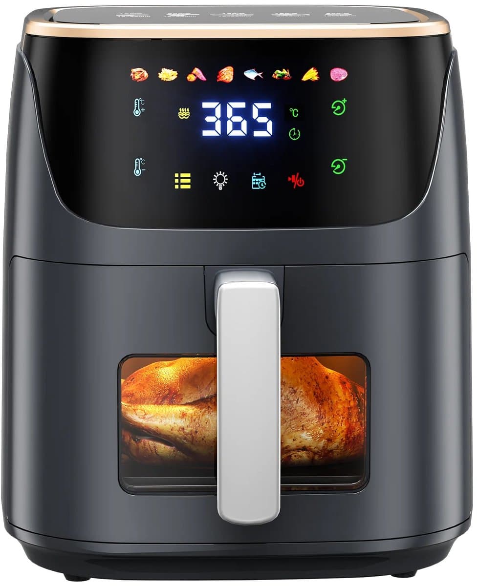 Waves- Airfryer - Airfryer oven - Airfryer XL - Friteuse - Zichtbare luchtfriteuse - Kleur zwart - Geschikt voor 4 tot 6 personen — afbeelding 1