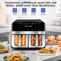Heteluchtfriteuse XXL met 2 Compartimenten - 9 Liter - 8 Programma's - Olievrij Frituren — thumbnail 4
