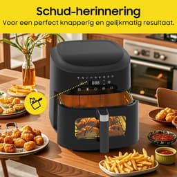 Dewelling XXL Heteluchtfriteuse 9L AF80D10W – 2350W Airfryer met Kijkvenster – 360° Heteluchtcirculatie – 40–200°C — thumbnail 7