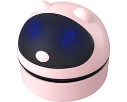 Stofzuiger - Schattig robotontwerp - Tafelmodel stofzuiger - Draadloos en USB-oplaadbaar - Compact en lichtgewicht (Roze)