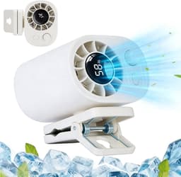 Draagbare, stille clipventilator, autoventilator, met led-display, 360 graden draaibaar, snelladen, compact en lichtgewicht, geschikt voor reizen, fitness en andere gelegenheden (wit). — thumbnail 1