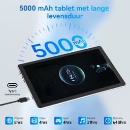 Hotlight KB1001L - Android 15 Tablet - 10.1 inch - 20(3+17)GB RAM/64GB ROM - Met Toetsenbord, Muis, Oordopjes & Bescherming – 5000mAh - Wit — thumbnail 3
