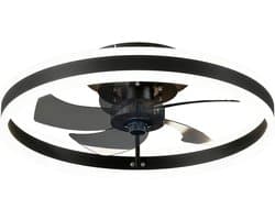 Norvia - Ventilator Lamp - Ventilator Plafond - Hanglamp - LED Verlichting - 50 cm - Zomer & Winter - 3 Snelheden - Zwart — afbeelding 1