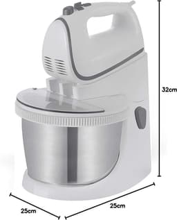 Nexvo® Mixer met Mengkom - Keukenmachine - Keukenrobot - Inclusief Accessoires - Antraciet - Wit/Zilver - 25cm x 25cm x 32cm — thumbnail 3