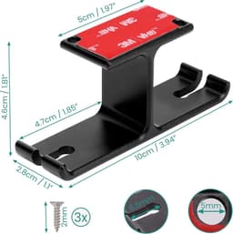 Allecto- Bureau Hoofdtelefoonhouder - Gaming Headset Houder - Dubbele Hoofdtelefoon Stand - Universele Koptelefoon Houder - Zwart - Bureau-accessoire - Geschikt voor Gaming Headsets - Onder Bureau Gemonteerd. — thumbnail 3