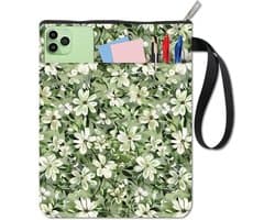 Boekomslag Bloemen - Boekbeschermer Pouch - Studie Kantoor - Wasbaar Stofmateriaal - 38.5 x 21.5cm - Groen Aquarel