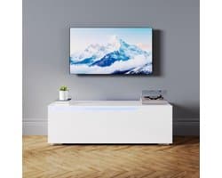 TV Meubel - Lowboard Dressoir - Woonkamer Entertainment - Verstelbare LED Verlichting - 100x35x30 cm - Hoogglans Wit