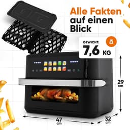 XXL Heteluchtfriteuse 2 Kamers Olievrij met Touchscreen en 10 Programma's — thumbnail 4