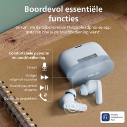 PHILIPS TAT2000 - In-ear oordopjes - 32 uur afspeeltijd - 4 mic technologie - multipoint - IPX4 - Microsoft Swiftpair - aanraakbediening - App control - Blauw — thumbnail 4