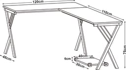 Bureau Tarielarg L-vorm met pc-standaard 158x120x75 cm wit en eikenkleurig [en.casa] — thumbnail 5
