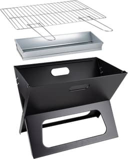 alpina Tafel BBQ Houtskool - Tafelgrill met Grillplaat en Deksel - Compacte Barbecue met Grillplaat - Tafelbarbecue Draagbaar - Ideaal voor Buiten - Zilver — thumbnail 2
