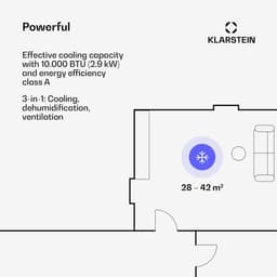 Klarstein mobiele airconditioner met luchtafvoerslang, 5-in-1 airconditioner, ventilator, luchtontvochtiger, luchtreiniger & nachtmodus, app-bediening, kleine & draagbare airconditioner voor thuis & op kantoor, 10000 BTU,9 kW voor 49 m² 50 dB — thumbnail 14