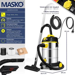 RFWR® Industriële stofzuiger 1800 watt met blaasfunctie voor nat en droog zuigen — thumbnail 3