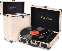 Retro platenspeler met platenkoffer - Audizio RP116LW - Platenspeler Bluetooth - Met speakers - Houtlook — thumbnail 1