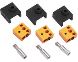 Allecto Plus - Upgrade Kit voor 3D-printer: 3 Sets Silicone Socks en Aluminium Verwarmingsblok - Roestvrijstalen Onderdelen - Verbeter uw afdrukervaring - Geschikt voor MK7 MK8 - 3D-printeronderdelen.