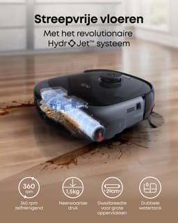 eufy Omni E25 - Robotstofzuiger met Vervangingssets - HydroJet dweilsysteem - 20.000 Pa zuigkracht - DuoSpiral borstels die ontklitten - CornerRover arm voor het schoonmaken van hoeken - alles-in-één station — thumbnail 3