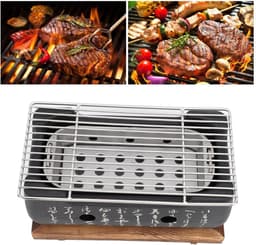 Allecto Plus - Japanse Stijl BBQ Grill XL voor Camping - Draagbare Houtskoolbarbecue met Tafelblad - Rechthoekige Grill met Basis voor Japanse Tafelbarbecue Benodigdheden - Barbecueën. — thumbnail 4