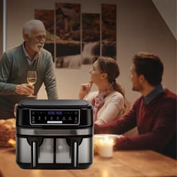 Mini oven - Grill rooster - Bakplaat - Airfryer - Voor Gezinsmaaltijden en Efficiënt Koken - 6-in-1 Slim Design met Dubbele Manden - 10 QT, Ruimtebesparend — thumbnail 6